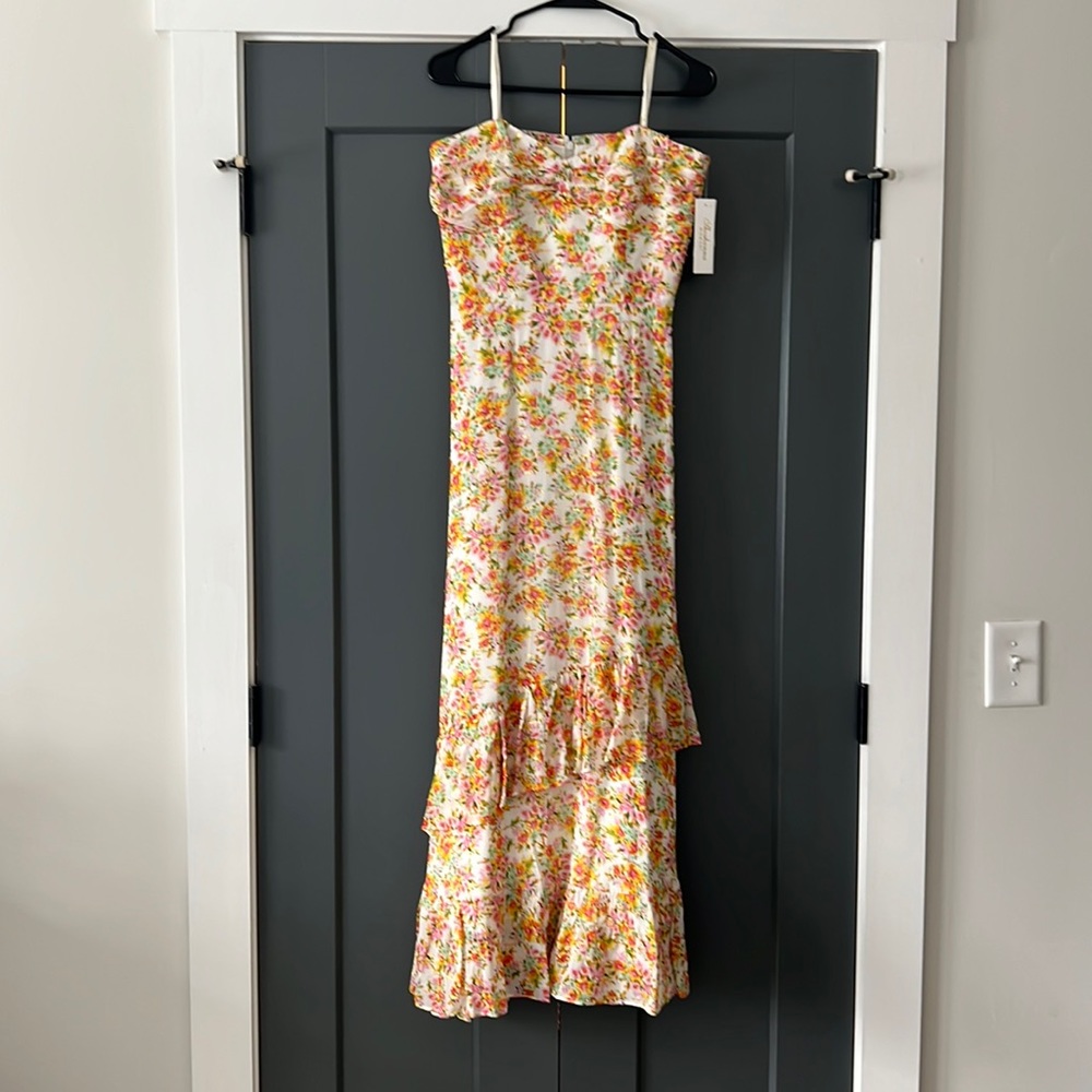 Shoshanna Midnight (Spring 2022) Floral Strapless Gown